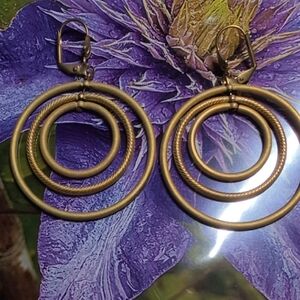 Source Unknown Triple Hoop Gold Earrings